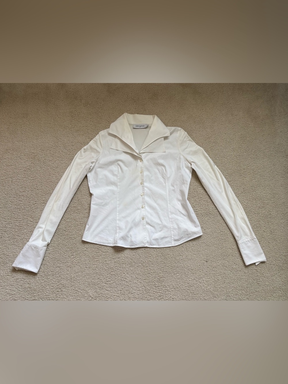 Anne Fontaine white Christie double poplin collar shirt sz L preppy chic office